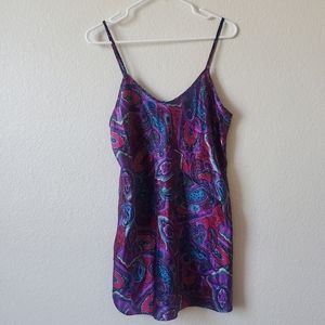 California Dynasty Purple Paisley Slip Dress